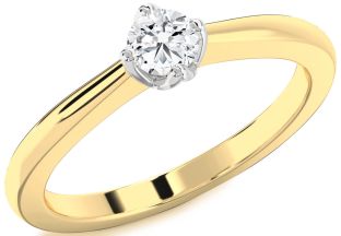 Diamond White Yellow Gold Round Promise Ring