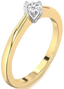 Diamond White Yellow Gold Round Promise Ring