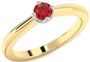 Ruby White Yellow Gold Round Promise Ring