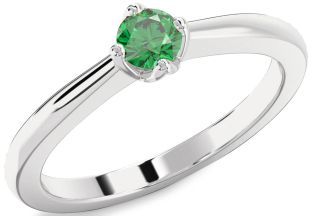 Emerald White Gold Round Promise Ring