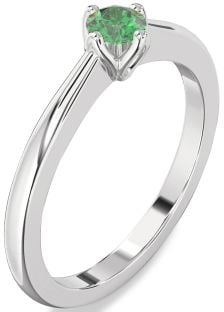 Emerald White Gold Round Promise Ring