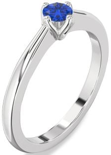 Blue Sapphire Platinum Round Promise Ring