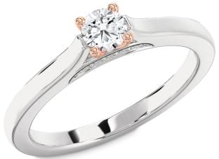 Diamond White Rose Gold Round Promise Ring
