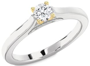 Diamond White Yellow Gold Round Promise Ring