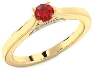 Diamond Ruby Gold Round Promise Ring