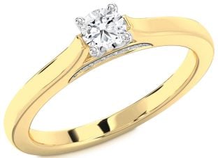 Diamond White Yellow Gold Round Promise Ring