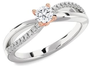 Diamond White Rose Gold Round Promise Ring