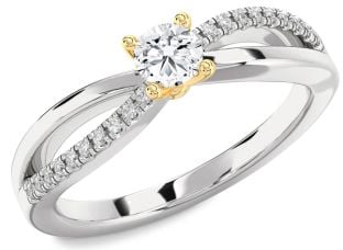 Diamond White Yellow Gold Round Promise Ring