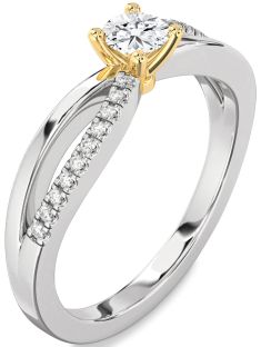 Diamond Silver & 10K gold Round Promise Ring