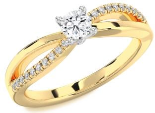 Diamond White Yellow Gold Round Promise Ring