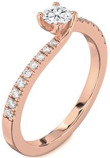 Diamond Blue Sapphire Rose Gold Round Promise Ring