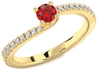 Diamond Ruby Gold Round Promise Ring