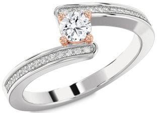 Diamond White Rose Gold Round Promise Ring