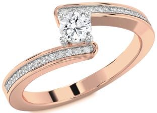 Diamond White Rose Gold Round Promise Ring