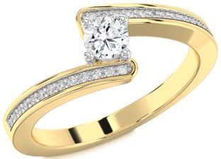 Diamond White Yellow Gold Round Promise Ring