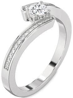 Diamond Emerald White Gold Round Promise Ring