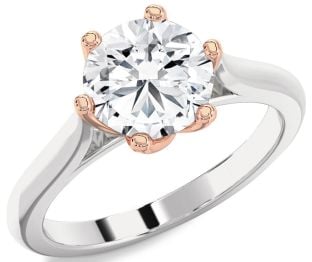 Diamond Platinum & Rose Gold Round Solitaire Engagement Ring
