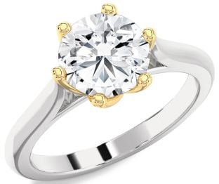 Diamond White Yellow Gold Round Solitaire Engagement Ring