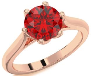 Ruby Rose Gold Silver Round Solitaire Engagement Ring