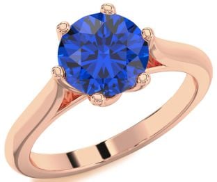 Blue Sapphire Rose Gold Round Solitaire Engagement Ring