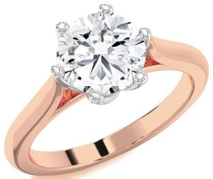 Diamond White Rose Gold Round Solitaire Engagement Ring
