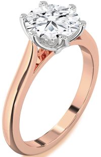 Diamond White Rose Gold Round Solitaire Engagement Ring