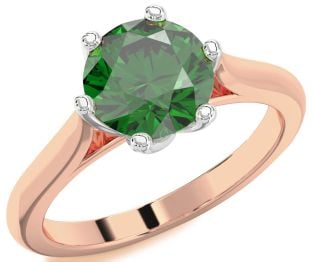 Emerald White Rose Gold Round Solitaire Engagement Ring