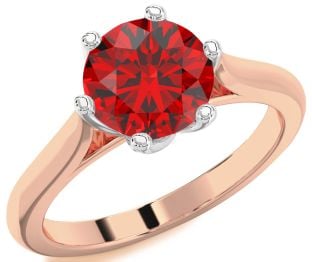 Ruby Rose Gold Silver Round Solitaire Engagement Ring