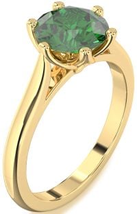 Emerald Gold Round Solitaire Engagement Ring