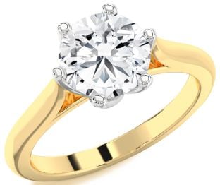 Diamond White Yellow Gold Round Solitaire Engagement Ring