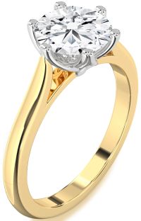 Diamond White Yellow Gold Round Solitaire Engagement Ring