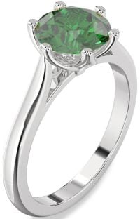 Emerald White Gold Round Solitaire Engagement Ring