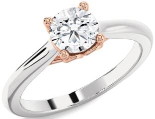 Diamond Platinum & Rose Gold Round Solitaire Engagement Ring