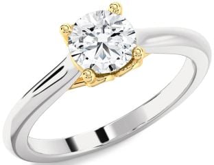 Diamond White Yellow Gold Round Solitaire Engagement Ring