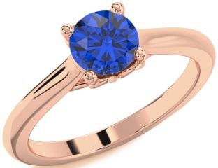 Blue Sapphire Rose Gold Round Solitaire Engagement Ring