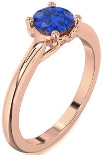 Blue Sapphire Rose Gold Round Solitaire Engagement Ring