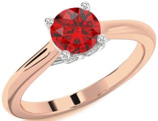 Ruby White Rose Gold Round Solitaire Engagement Ring