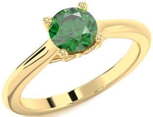 Emerald Gold Round Solitaire Engagement Ring
