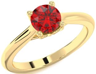 Ruby Gold Round Solitaire Engagement Ring