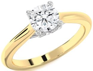 Diamond White Yellow Gold Round Solitaire Engagement Ring