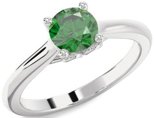 Emerald White Gold Round Solitaire Engagement Ring