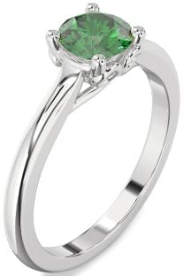 Emerald White Gold Round Solitaire Engagement Ring