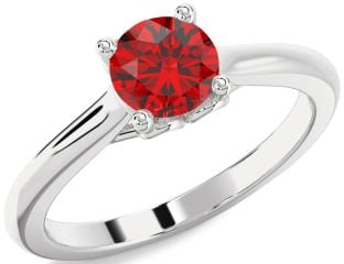 Ruby White Gold Round Solitaire Engagement Ring