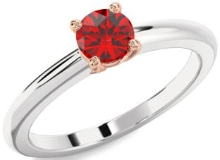 Ruby Silver & 10K Rose Gold Round Solitaire Engagement Ring