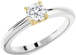Diamond White Yellow Gold Round Solitaire Engagement Ring