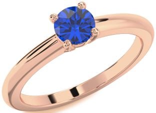 Blue Sapphire Rose Gold Round Solitaire Engagement Ring