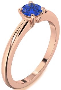 Blue Sapphire Rose Gold Round Solitaire Engagement Ring