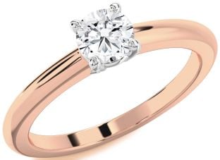 Diamond Platinum & Rose Gold Round Solitaire Engagement Ring