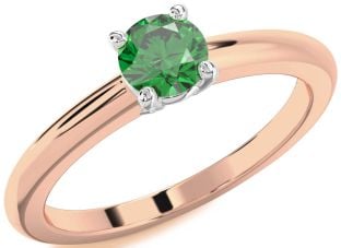 Emerald White Rose Gold Round Solitaire Engagement Ring