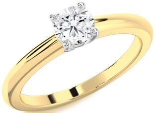 Diamond White Yellow Gold Round Solitaire Engagement Ring